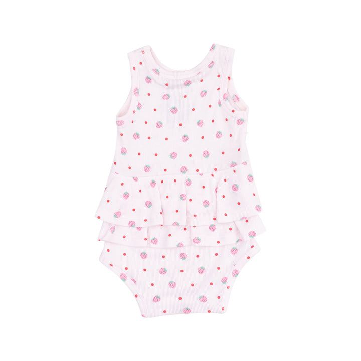 Angel Dear Strawberry Polka Dots Ruffle Bodysuit back