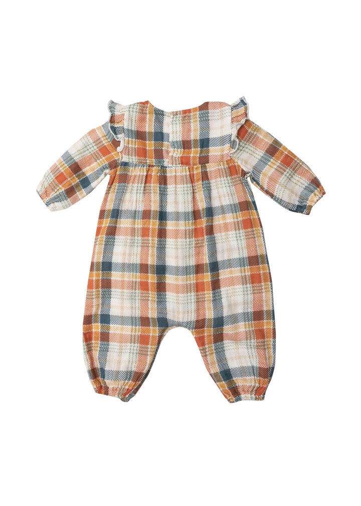 Angel Dear Orange Plaid Romper back