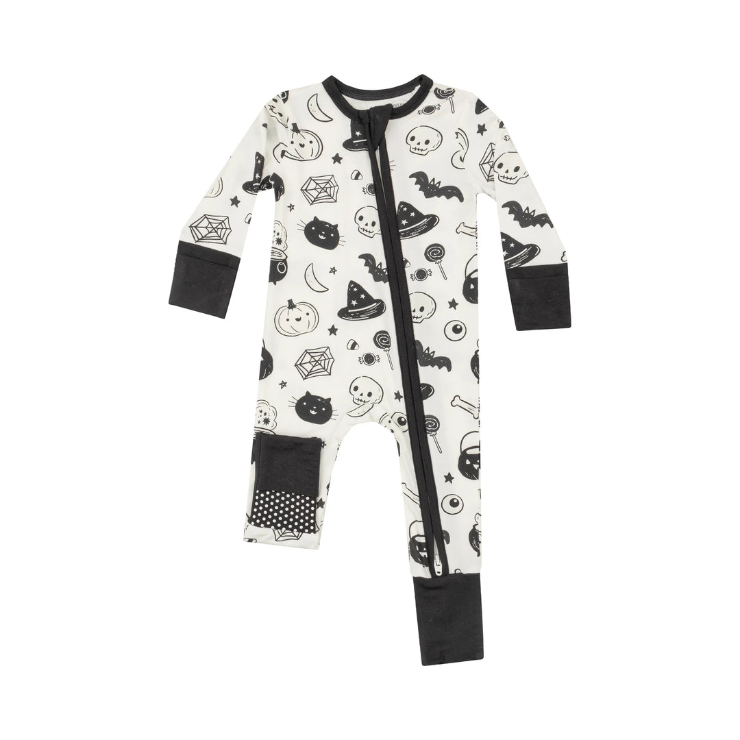 Angel Dear Black & White Halloween Two Way Zipper Romper