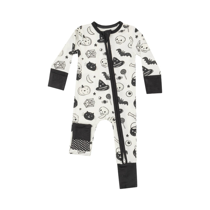 Angel Dear Black & White Halloween Two Way Zipper Romper