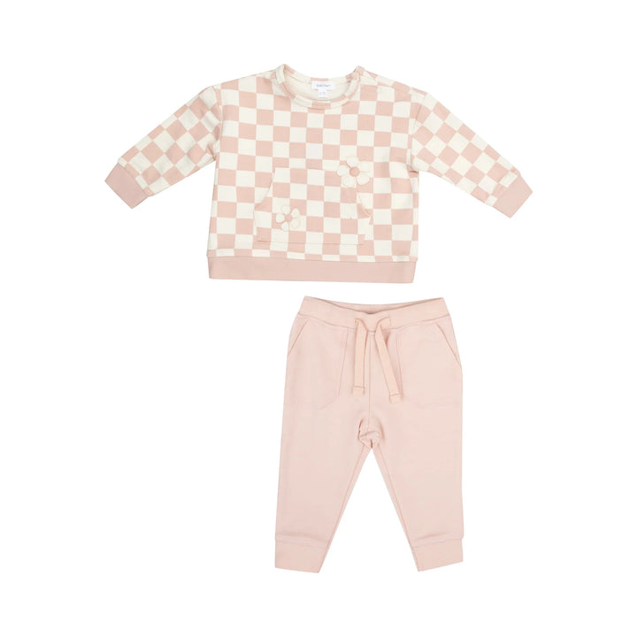 Angel Dear Checkerboard Jogger Set In Pink