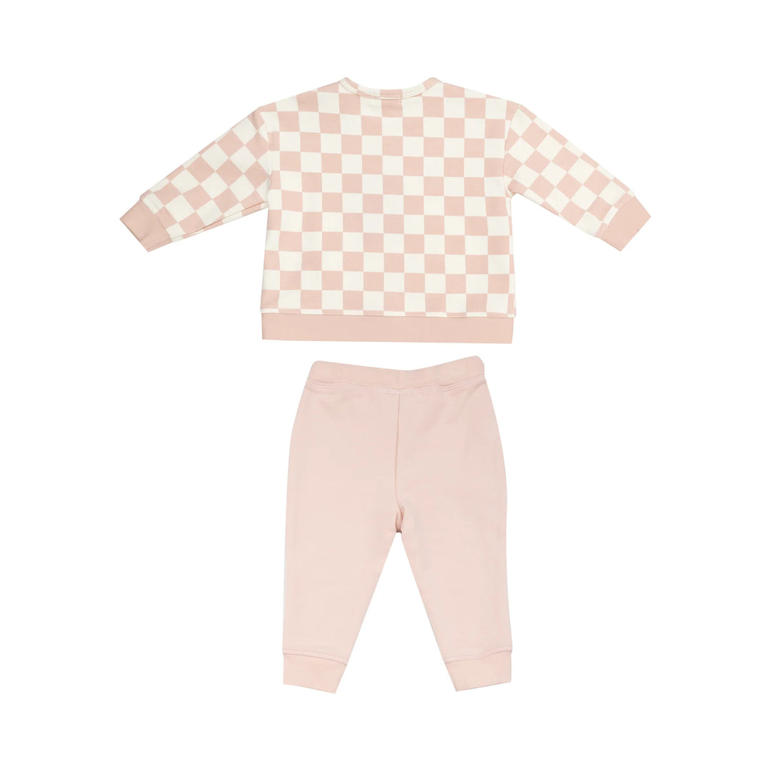 Angel Dear Checkerboard Jogger Set In Pink back