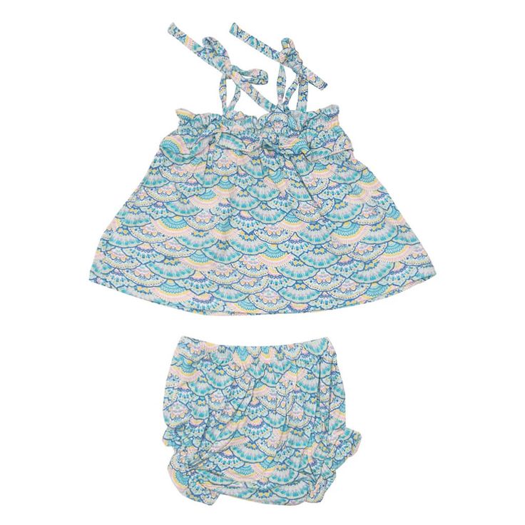 Angel Dear Mermaid Scales Smocked Set back