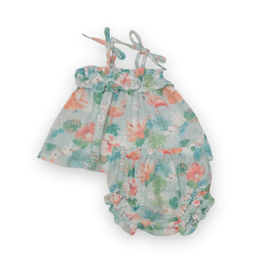 Angel Dear Flamingo Floral Smocked Set