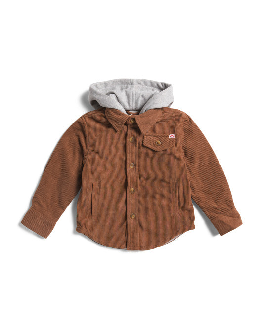 Appaman Glen Hooded Shirt In Brown Corduroy