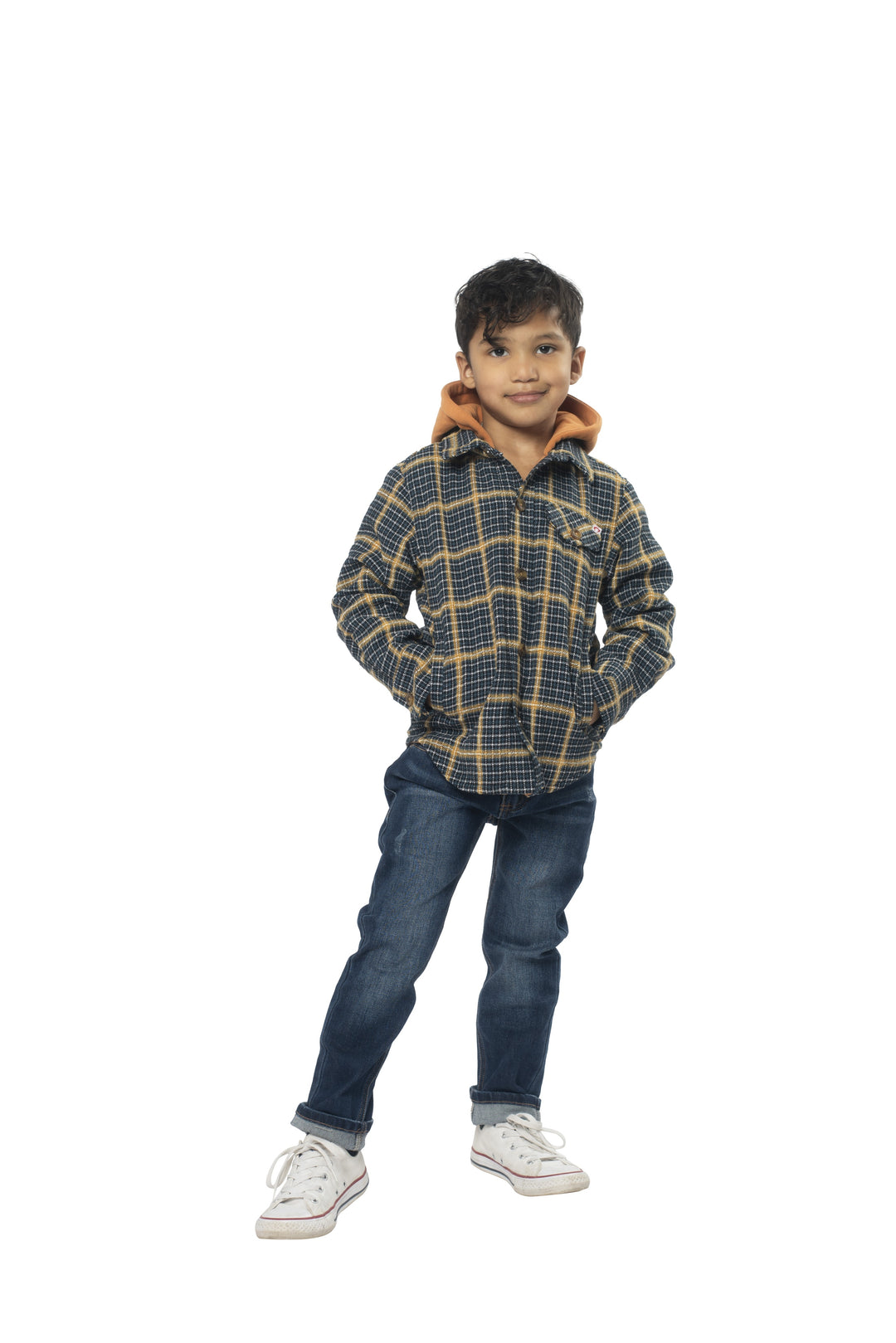 Appaman Glen Hooded Shirt In Evergreen Check