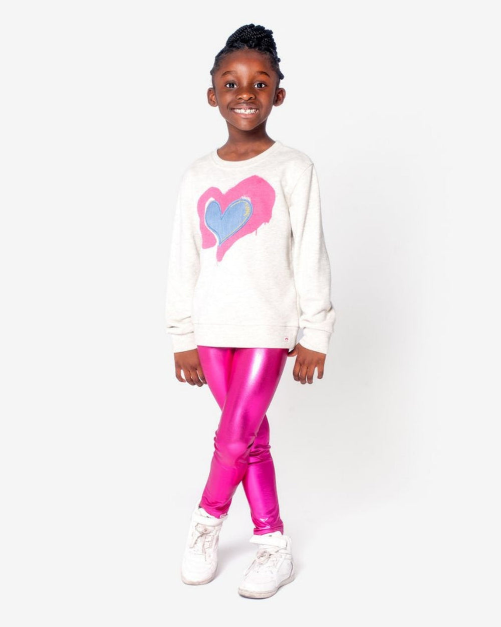 Appaman Pink Metallic Leggings model