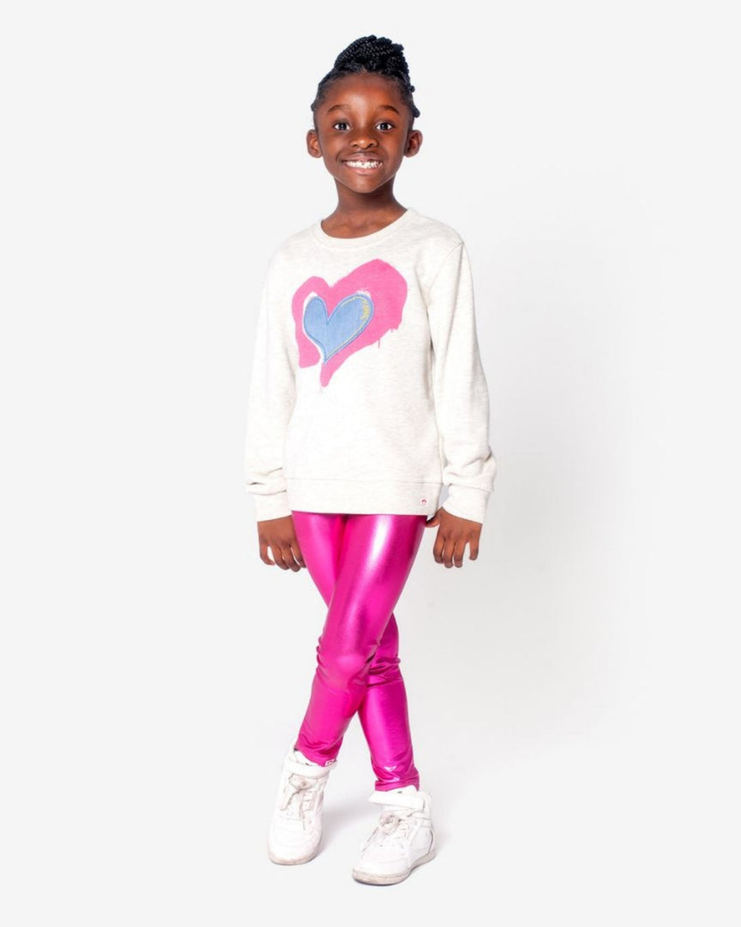 Appaman Pink Metallic Leggings model
