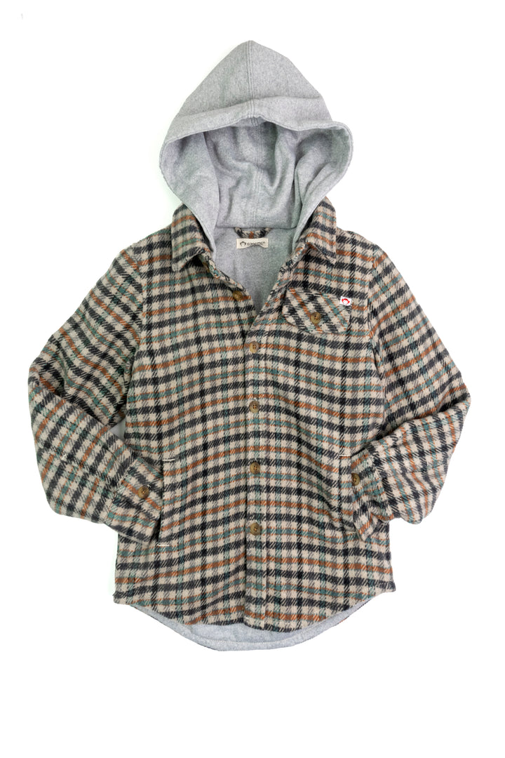 Appaman Glen Hooded Shirt In Beige Check