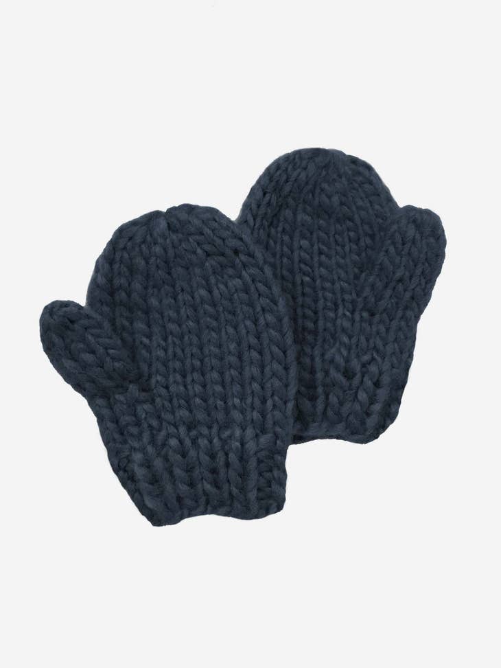 Classic Hand Knit Mittens in Navy