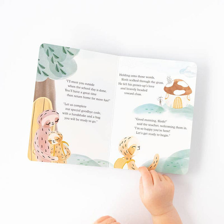 Slumberkins Sloth's Routines Plush Set book open