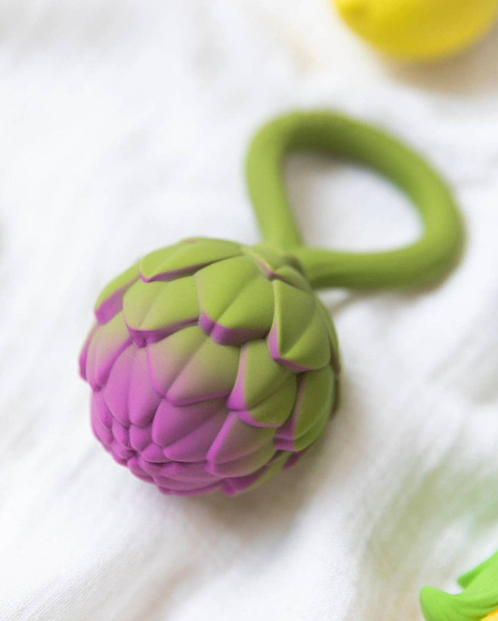 Oli & Carol Artichoke Rattle Toy lifestyle