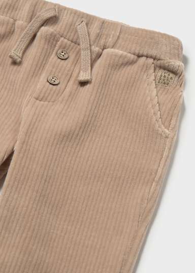 Mayoral Hazelnut Velour Ribbed Pants detail