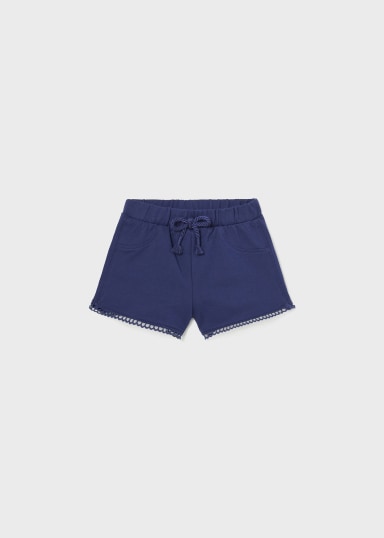 Eyelet Trim Baby Shorts in Navy