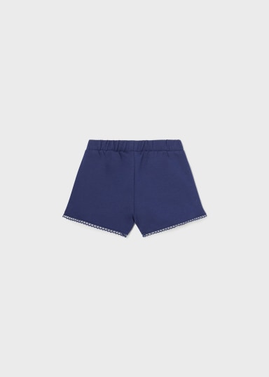 Eyelet Trim Baby Shorts in Navy