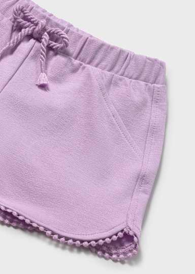 Mayoral Lilac Pom Pom Shorts detail