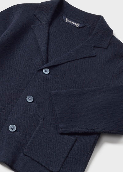 Mayoral Navy Knit Jacket close up