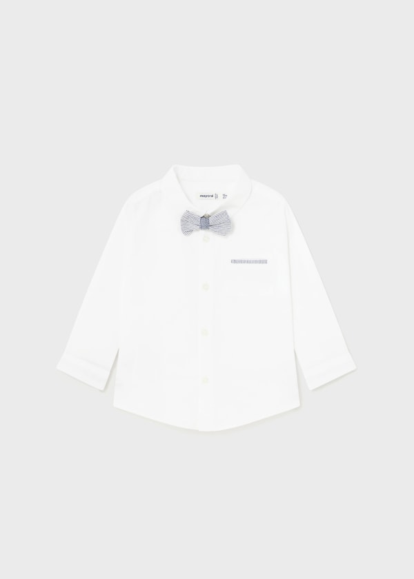 Dress Shirt with Striped Bow Tie