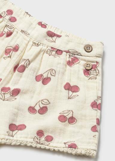 Mayoral Cherries Pom Pom Shorts detail