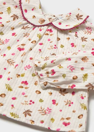 Mayoral Raspberries & Acorns Blouse close