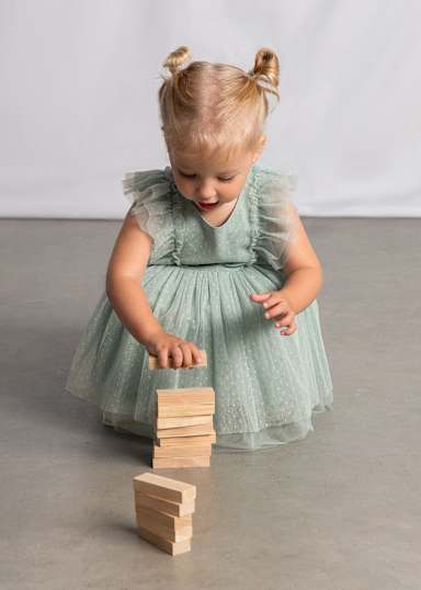 Mayoral Lake Tulle Baby Dress & Headband Set playing