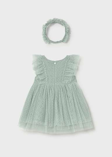Mayoral Lake Tulle Baby Dress & Headband Set back