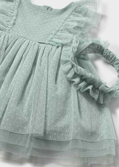 Mayoral Lake Tulle Baby Dress & Headband Set detail