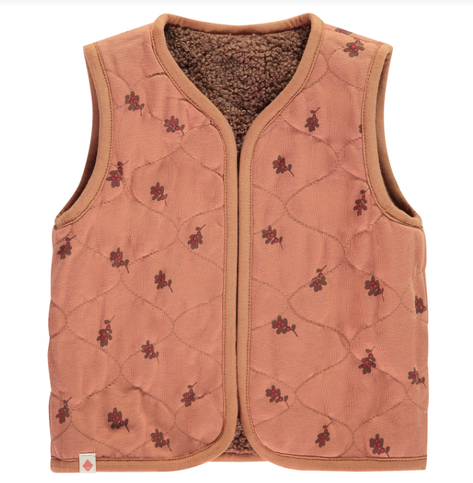 Teddy Reversible Vest floral side