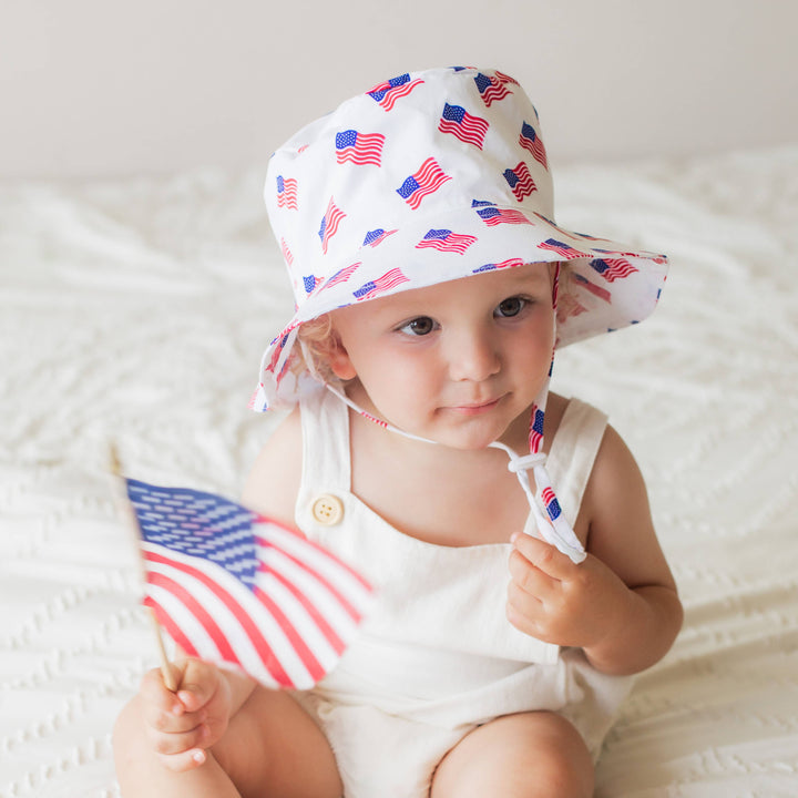 Huggalugs Liberty 4th of July Bucket Hat model flag