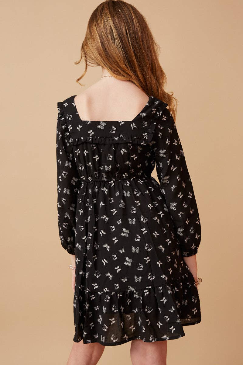 Hayden La Butterfly Ruffled Square Neck Dress back