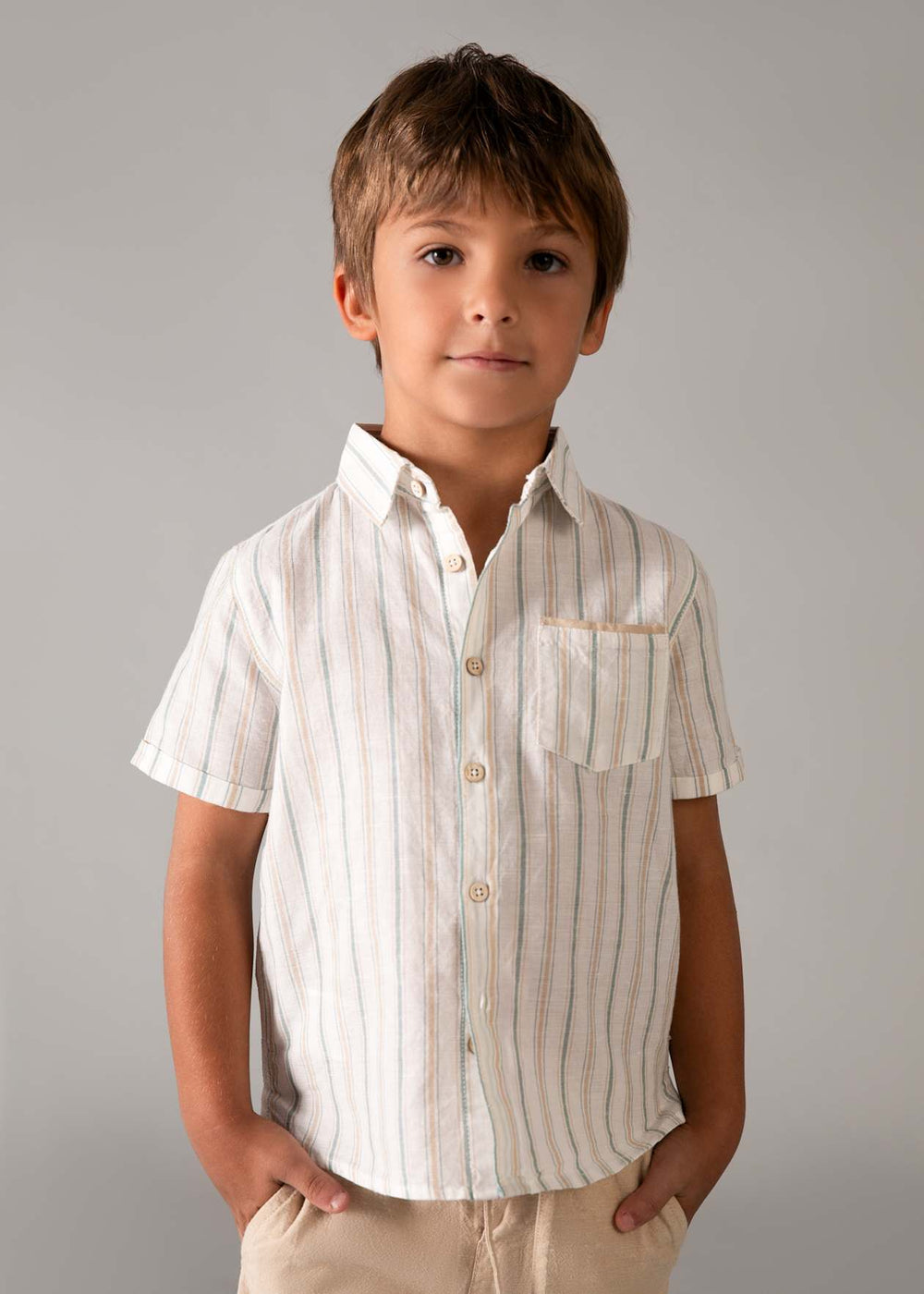 Mayoral Striped Linen Blend Shirt model