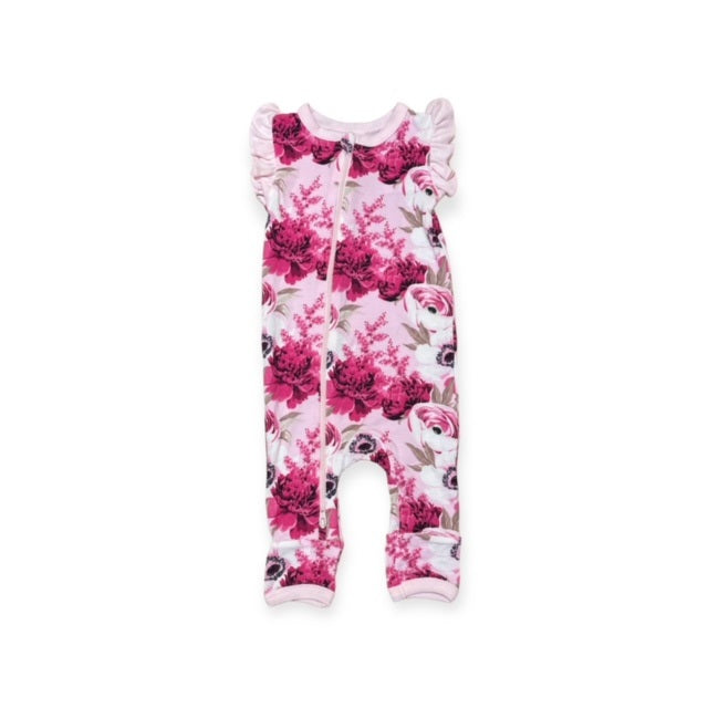 Bestaroo Magenta Floral Flutter Long Romper