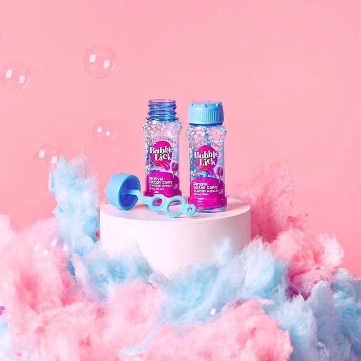 BubbleLick Cotton Candy Flavored Bubbles set up