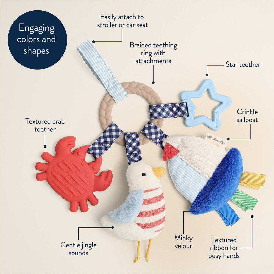 Itzy Ritzy Nautical Bitzy Busy Ring™
 features