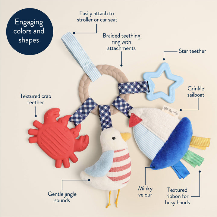 Itzy Ritzy Nautical Bitzy Busy Ring™
 features