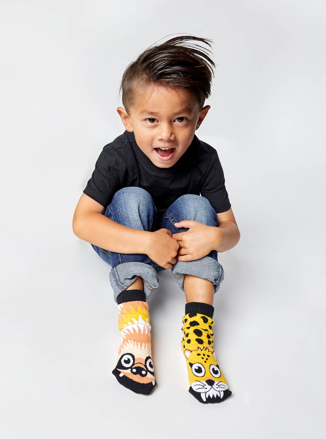 Sloth & Cheetah Pal Socks model boy