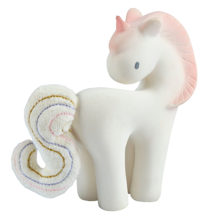 Tikiri Cotton Candy Unicorn Rattle back looking