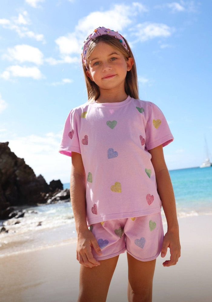 Lola & The Boys Crystal Hearts Short Set model