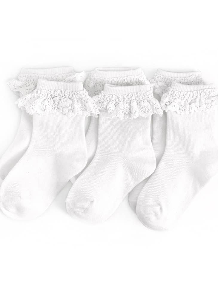 Lace Midi Socks 3pc Set in White