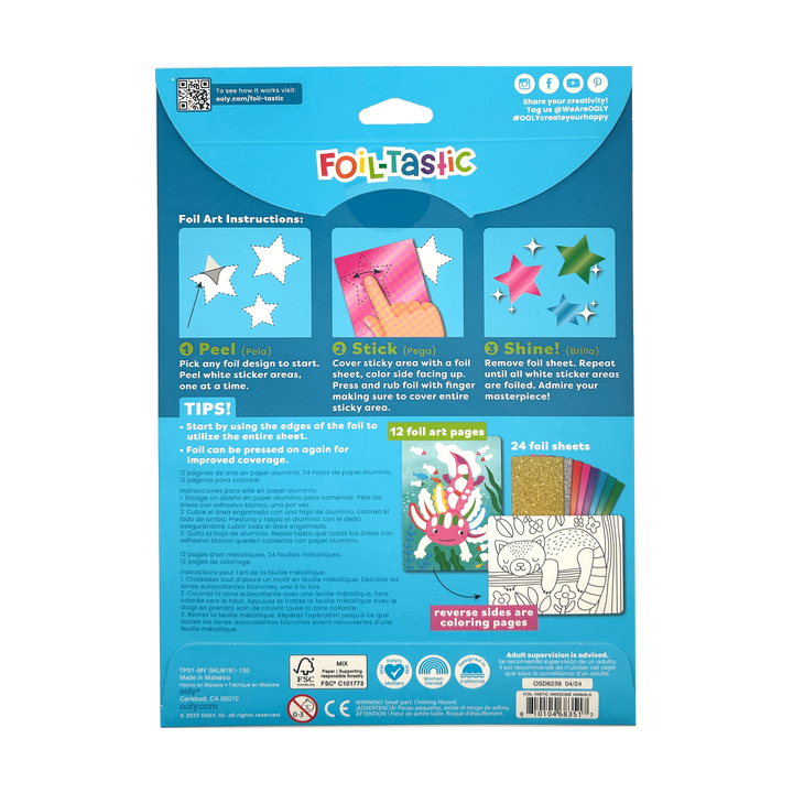 Ooly Foil-tastic Foil Art Kit: Awesome Animals back