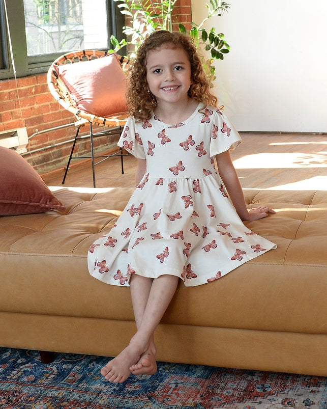 City Mouse Butterflies Twirl Dress model seating