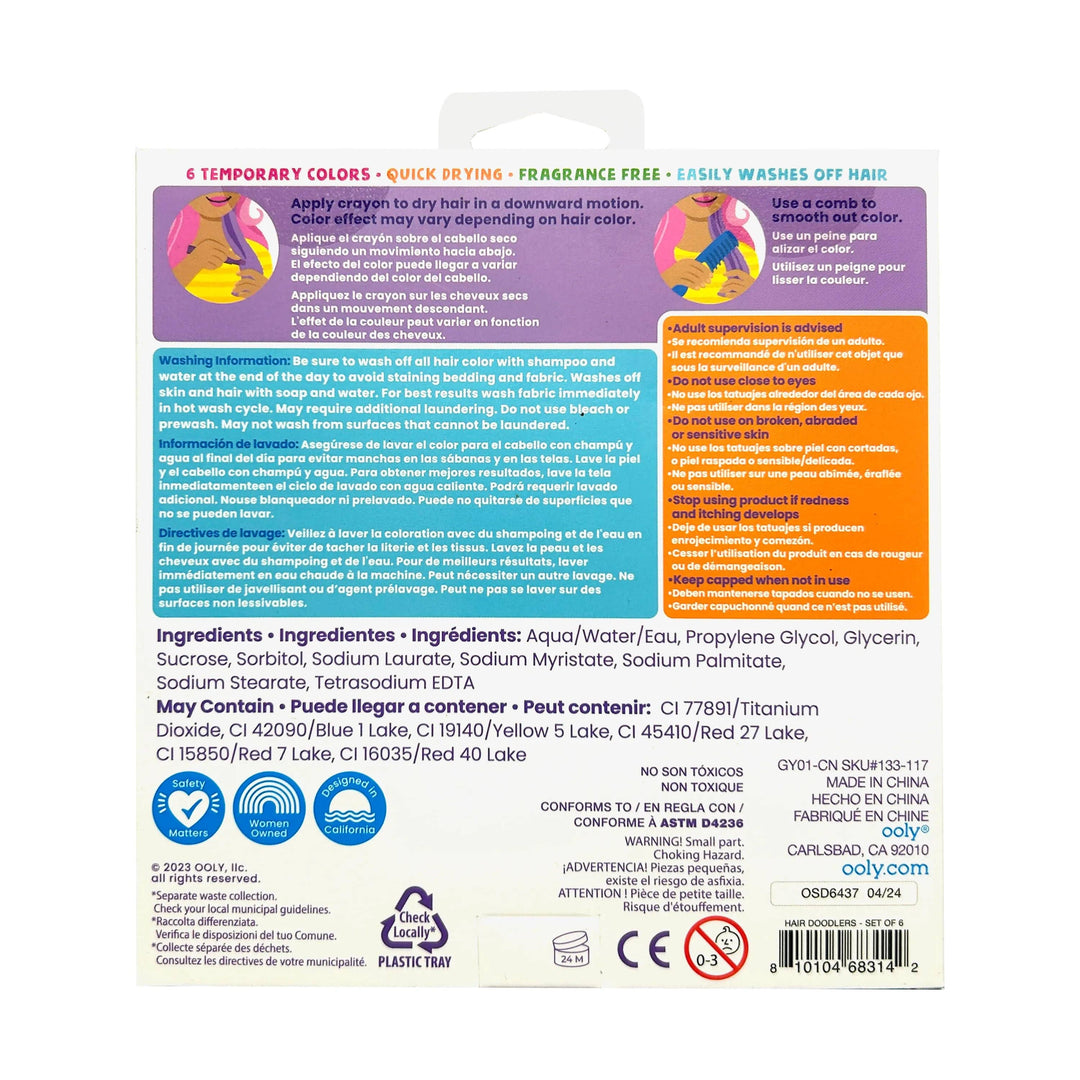 Ooly Hair Doodlers Crayons back