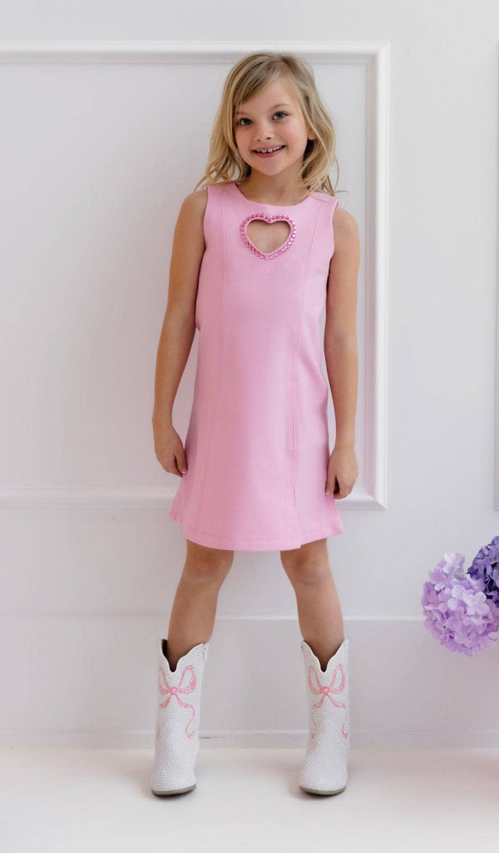 Lola + the Boys Crystal Heart Dress model blonde