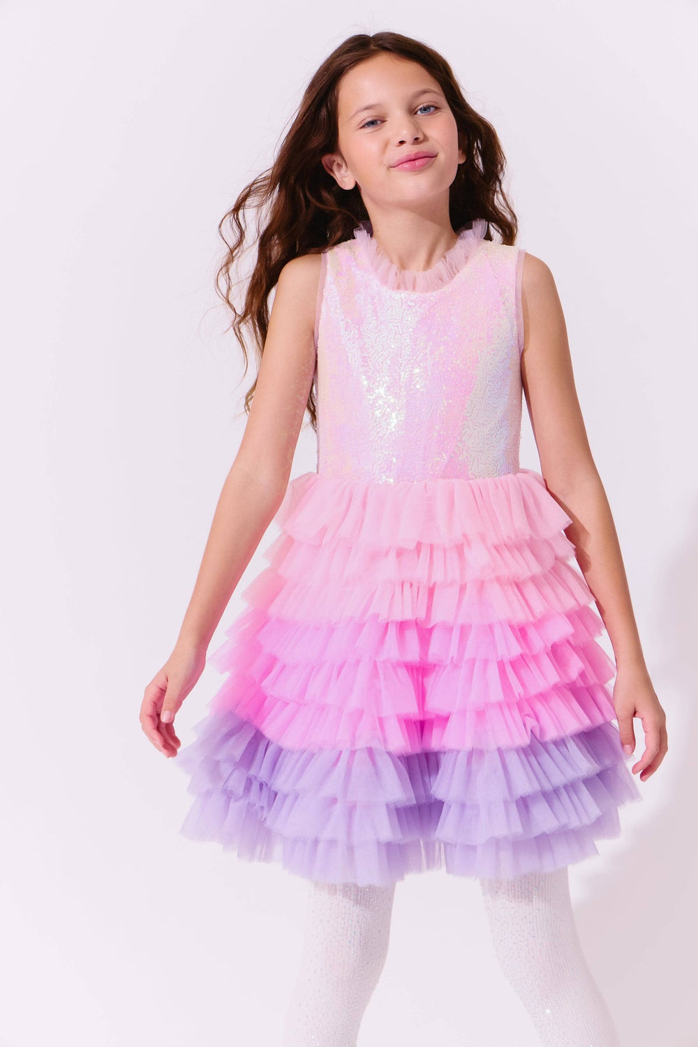 Lola & The Boys Dreamy Ombre Tulle Dress model