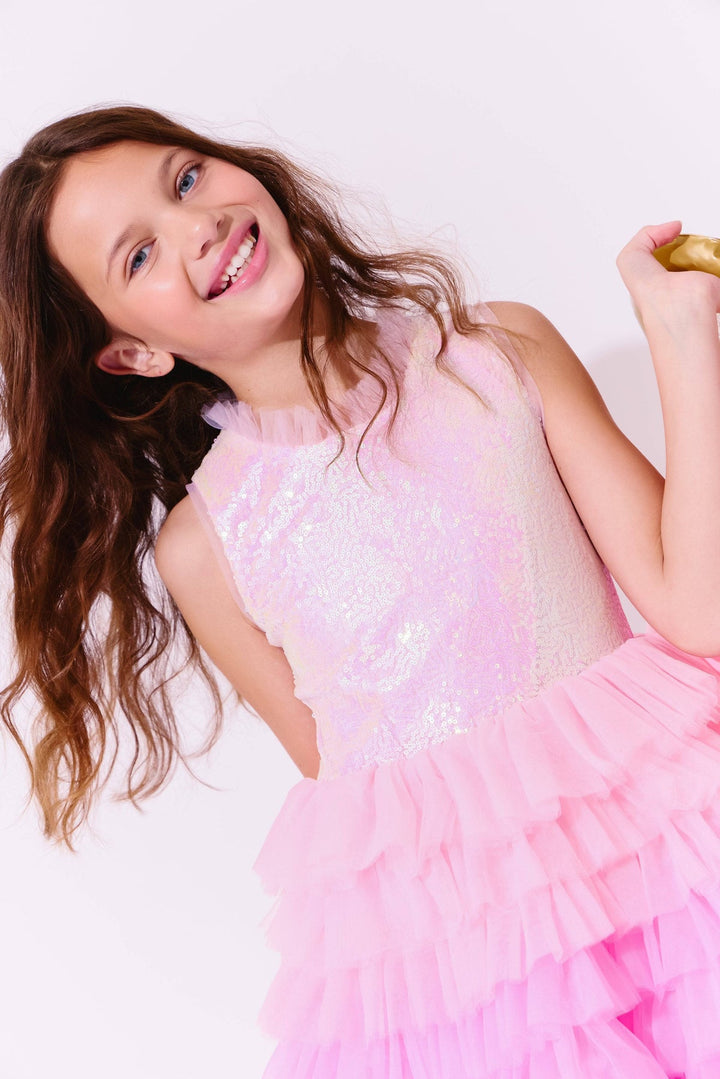 Lola & The Boys Dreamy Ombre Tulle Dress model top