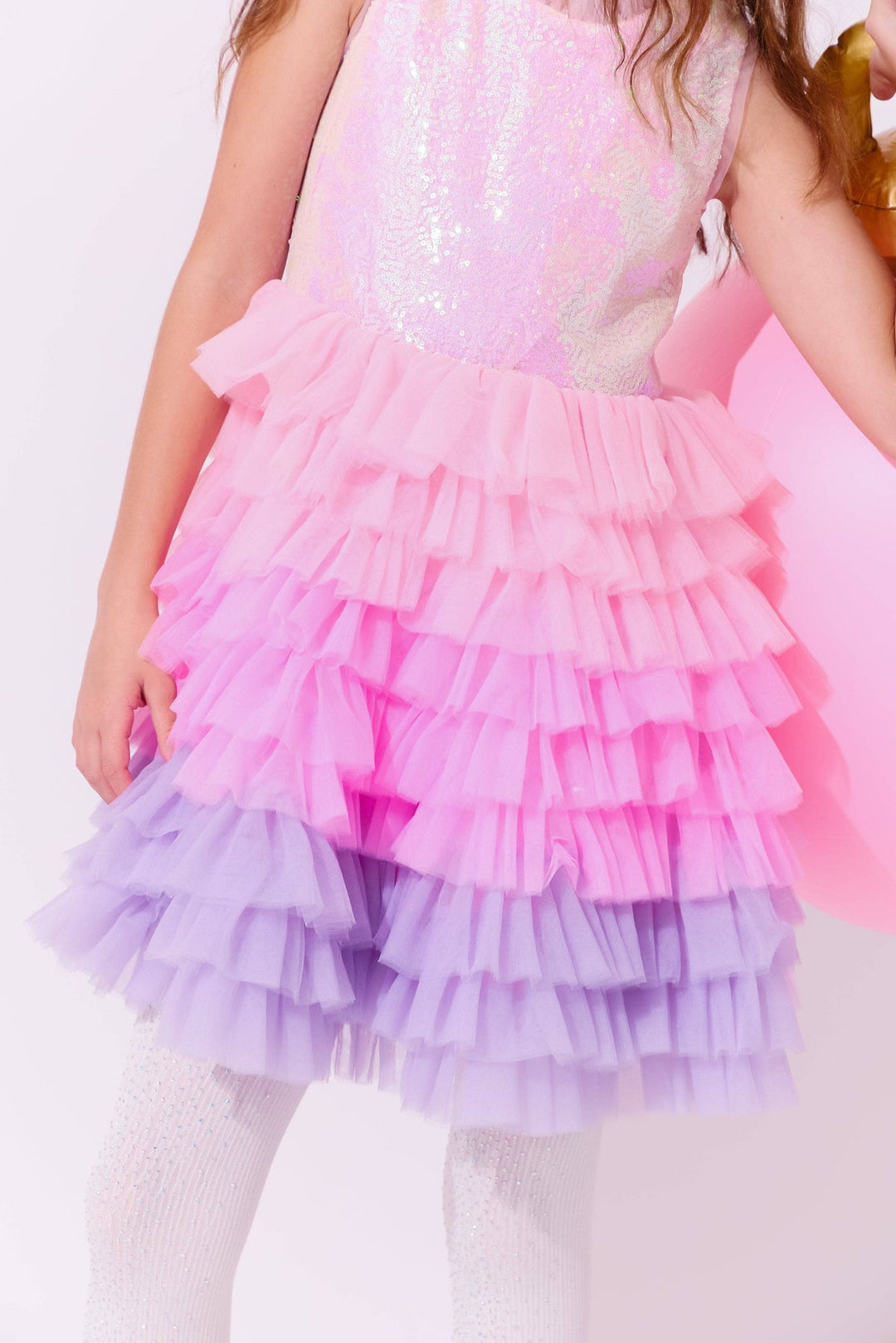 Lola & The Boys Dreamy Ombre Tulle Dress model skirt
