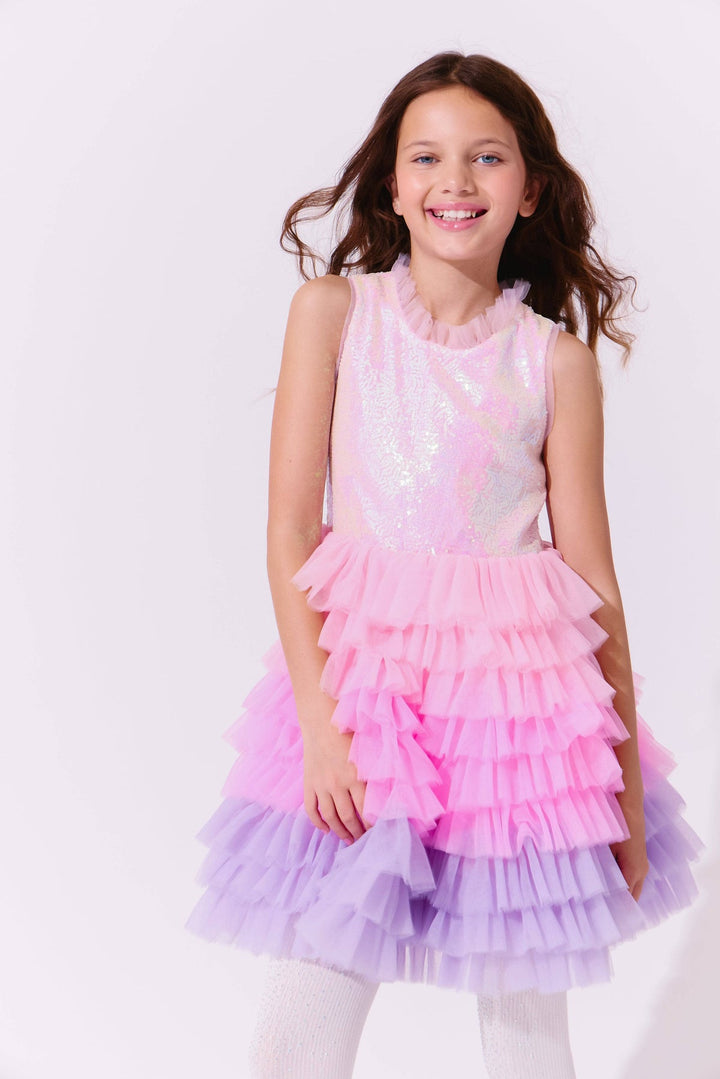 Lola & The Boys Dreamy Ombre Tulle Dress another pose
