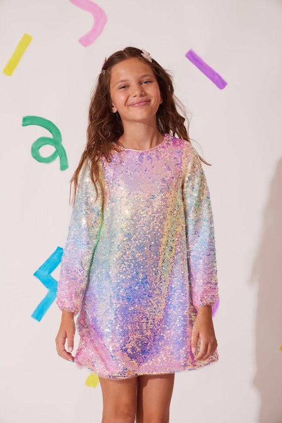 Lola & The Boys Sequin Ombre Party Dress model