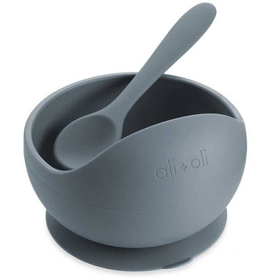 Silicone Suction Bowl & Spoon Set in Iron