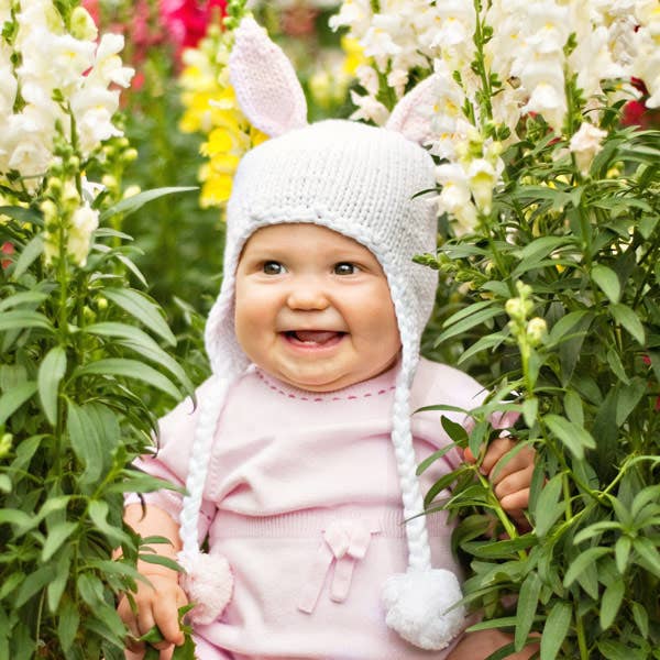 Huggalugs Pink Bunny Ears Hat smile